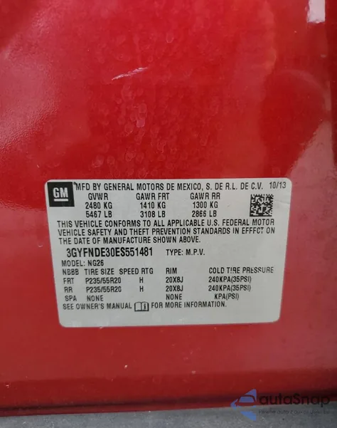 2014 Cadillac Srx Premium Collection from USA, damaged, VIN 3GYFNDE30ES551481